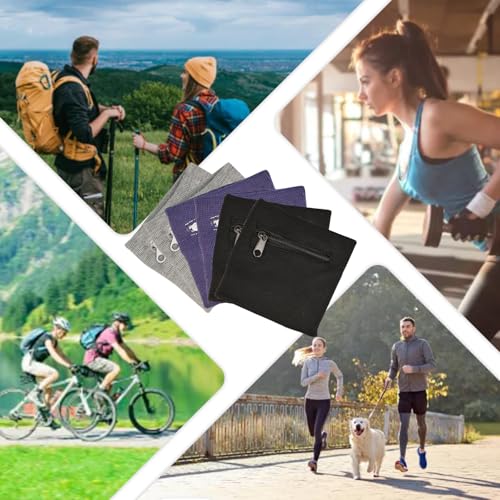 6Pcs Wrist Wallet with Zipper, Cotton Absorb Sweatband Zipper Wrist Pouch
