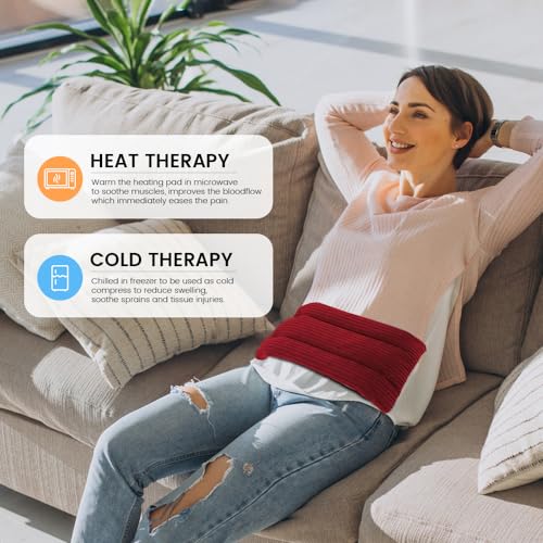 Microwave Heating Pad 6 x 12 Heating Pad Mini Microwave, Microwave Bean Bag Heating Pad for Neck and Shoulders, Moist Heat Pack Pillow Warm Compress for Knee, Joints, Abdomen (Wine Red) - 2 Pack - color: 6 X 12" Wine Red - 2 Pack