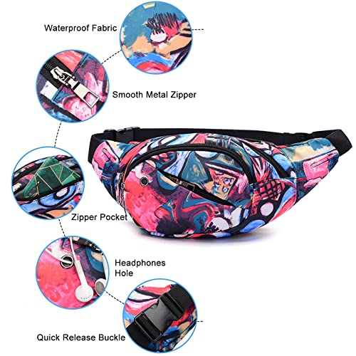 Fanny Pack Fashion Waist Chest Bag Bum Bags Hip Pouch for Women Men Running Hiking Fitness Cycling Beach Travel Concert Festival - color: Multicolor