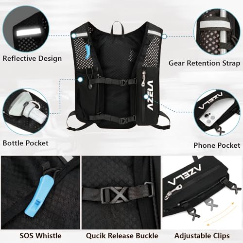 JEELAD Hydration Backpack Lightweight Vest for Hiking Trail Running Gear Cycling Marathon for Women Men - color: A - Black (7L) - only Vest