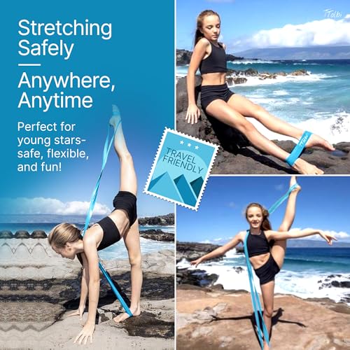 Ballet Stretch Bands Set with Foot Mini Loop, Splits Flexibility Trainer - color: Soft Blue Regular