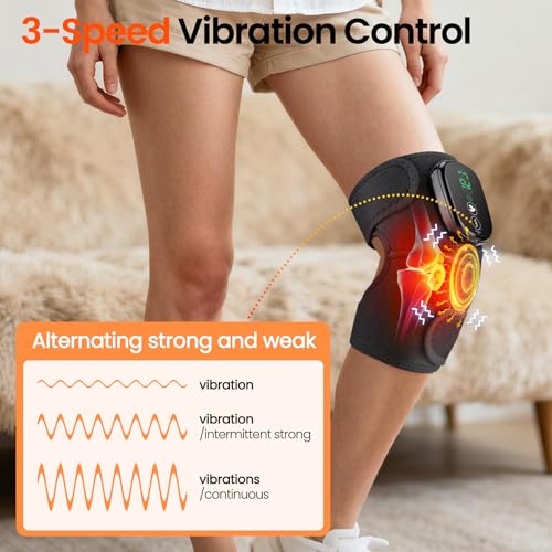 Heated Knee Massager Vibration Cordless Knee Brace Knee Heating Pad