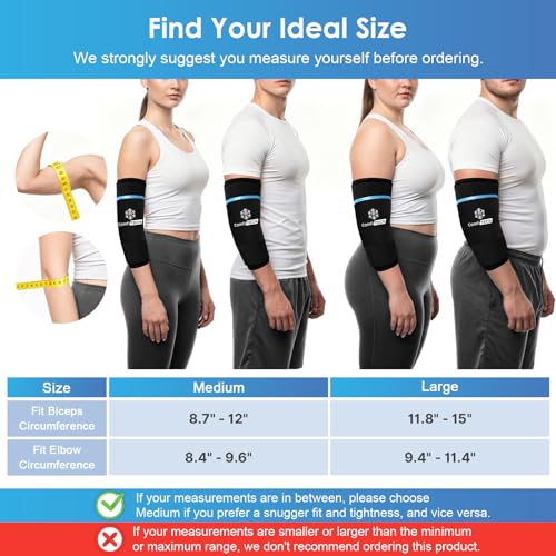 ComfiTECH Dual-Gel Elbow Ice Pack Wrap for Arm, Knee & Calf, L - size: L-Dual-Gel