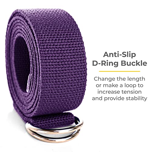 Bulk Yoga Straps, 10 Pack, 6ft, D-Ring Buckle - color: Purple