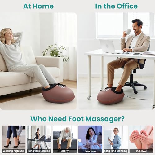 Nekteck Shiatsu Foot Massager with Heat & Air Compression Deep Kneading - color: Brown, size: Large