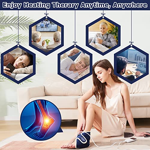 CAMECO Electric Ankle Heating Pad for Achilles Tendinitis Pain Relief, 30s Quick Heating & 86℉-158℉ Heated Ankle Brace for Women Men Home Office, Ankle Heat Wrap for Arthritis Swelling