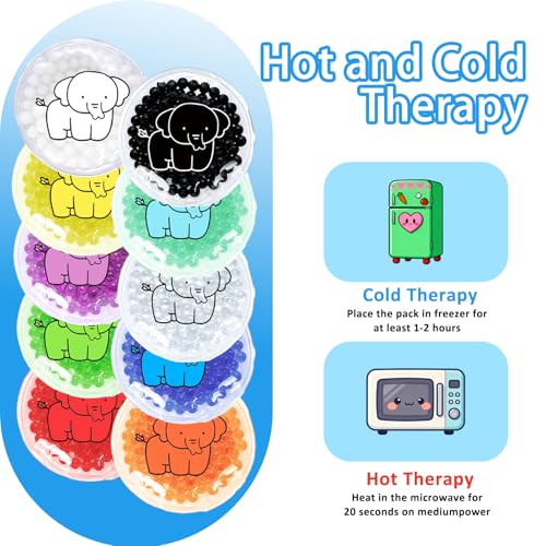 10Pack Kids Ice Packs for Injuries - Reusable Small Gel Ice Packs for Teething Pain Relief, Baby Fever Reduction, Bumps & Bruises - Flexible Cold Compress for First Aid Kit