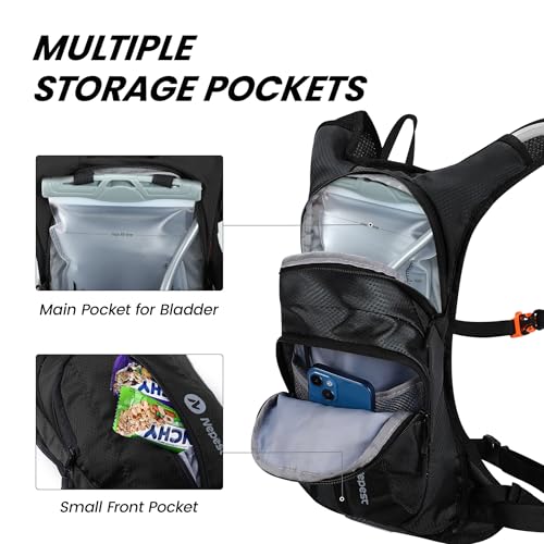 Nepest Hydration Pack Backpack with 2L Water Bladder Reflective Lightweight - color: Black