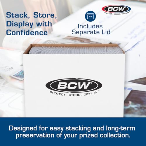 BCW Magazine and Document Storage Boxes, Stackable Cardboard, White, 5 Pack - style: 5 Pack