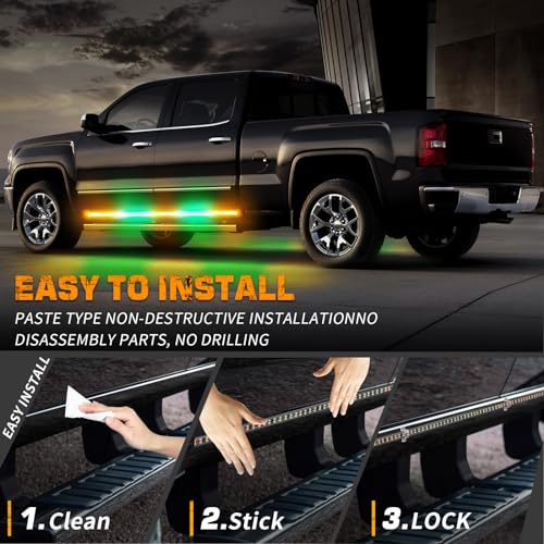 XRIDONSEN 2PCS 60 inch Running Board Lights Truck Strobe Lights - color: Amber/Green