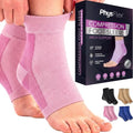 Ankle Brace Socks - Ankle Compression Sleeve - Foot Brace for Women & Men - color: Pink, size: Large