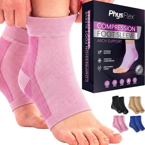 Ankle Brace Socks - Ankle Compression Sleeve - Foot Brace for Women & Men - color: Pink, size: Large