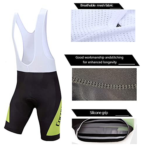 Coconut Ropamo CR Men's Cycling Jersey Set Road Bike Jersey Zipper Pocket Bib Shorts with 4D Padded Cycling Clothing Set - color: Green/Black, size: XX-Large