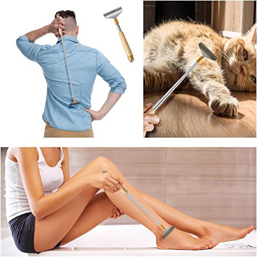 Back Scratcher with 2Pcs Detachable Claws & Massage Roller - color: Natural Wood-2pcs