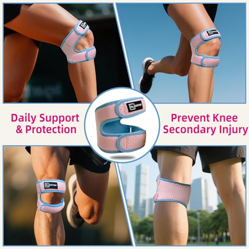 Dual Patellar Tendon Support Strap w/Gel Pad Patella Knee Brace - style: Pink