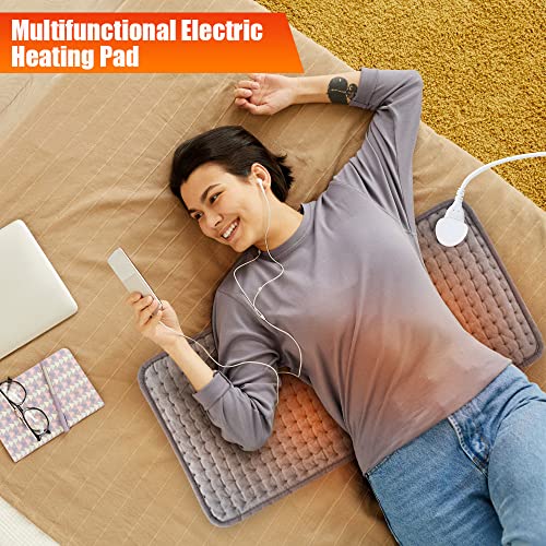 Heating Pad, Electric Heating Pad 24"X12" for Back Neck Shoulder Belly Heating Technology, Ultra-Soft Moist & Dry Therapy Heat Pad with 10 Temperature Settings 3 Timer, Automatic Switch-Off, Grey - color: 24"x12" Gray
