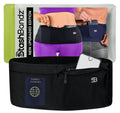 StashBandz Running Belt, Money Belt, 4-Pocket Phone Holder with Zipper - color: Black, size: Small