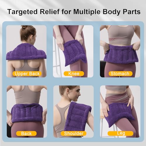 Microwave Heating Pad 16x7 inches Microwavable Heat Pack for Muscle Pain Relief Moist Rice Clay Bean Bag Pack Heat Therapy for Shoulders, Lower Back, Abdomen Cramps Hot Cold Compress Reusable 1.8 LBS - color: Purple