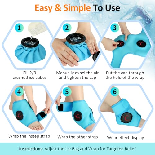 Comfytemp Ankle Ice Pack Wrap, Refillable Wearable Ice Bags for Injuries