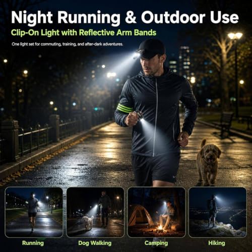 500LM LED Running Light, 2PCS Mini Magnetic Work Light with Arm Band