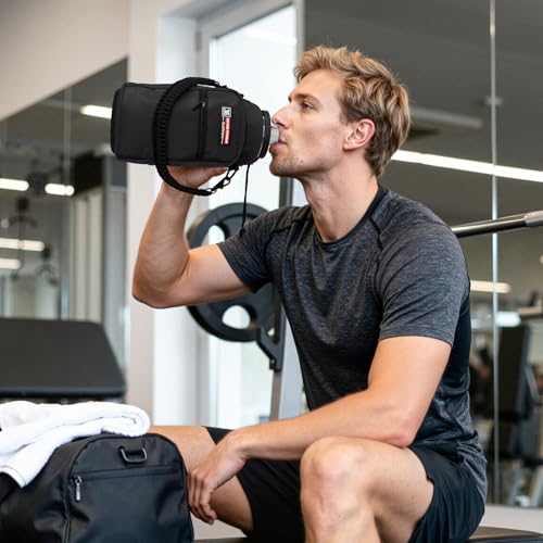 NATURE PIONEOR 26-128 oz Insulated Water Bottle Carrier Holder with Strap - color: Black, size: 32-36oz