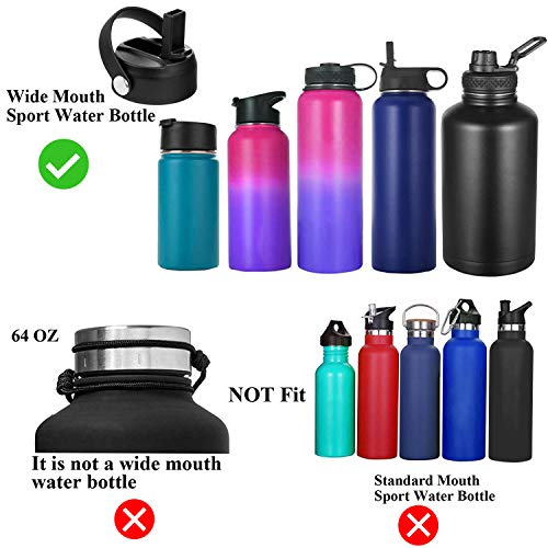 Straw Lid for Hydro Flask Wide Mouth, Lid with Flexible Handle, Replacement Sports Straw Cap for Hydroflask Top 32 40 oz - color: Red