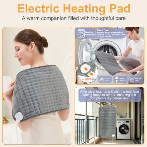 Heating Pad,Electric Heating Pads,Heating Pad for Back,DimGray,24x12 Inch - color: Darkgray, size: 24x12 Inch