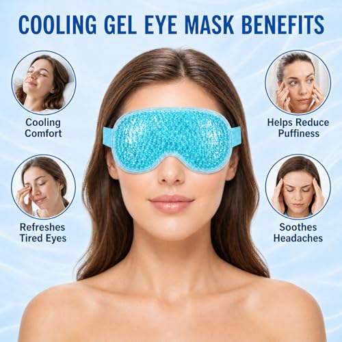 2Pack Cooling Eye Mask for Puffy Eyes, Gel Eye Mask for Cold Ice Packs After Surgery, Reusable Frozen Eye Mask for Dark Circles Migraines Relief and Allergies, Warm Compress Eye pads for Dry eyes