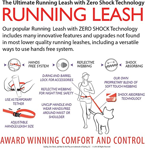 EzyDog Road Running Hands Free Dog Leash, Zero Shock Bungee - Pink - color: Pink, size: Standard