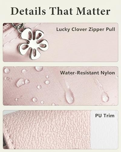 Wuflyover Coin Purse for Women, Mini Nylon Change Purse with Keychain, Small Zip Pouch for Coins, Cash, Cards (pink) - color: pink