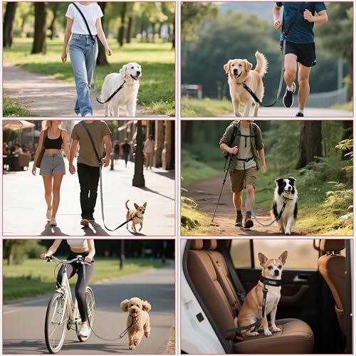 Hands Free Dog Leash, Ultra-Light Crossbody for Walking, Black Gray - color: Black Gray