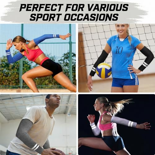 Geyoga 4 Pairs Arm Sleeves for Men Women - color: Black, White, Light Gray, Blue