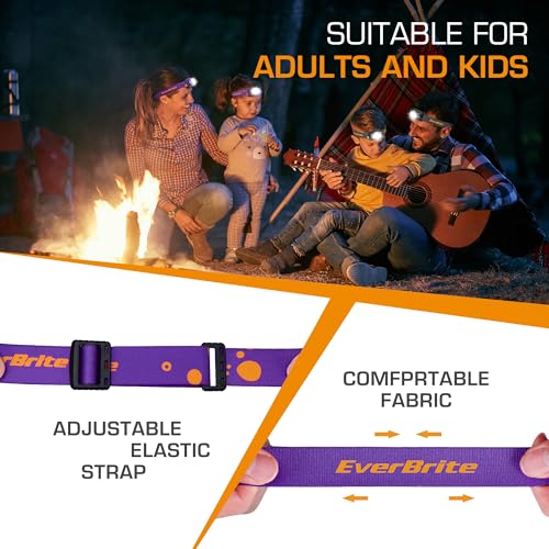 EverBrite Rechargeable Headlamp, 2 Pack Head Lamp for Kids & Adults - color: Deep Purple