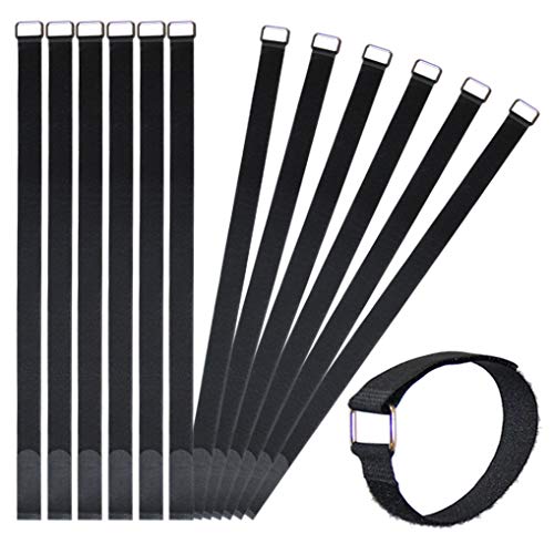 24 inch Hook and Loop Cable Strap - Reusable Fastening Strap - 12 PACK 1 inch Wide Nylon Cable Cinch Wrap - size: 1 x 24 in