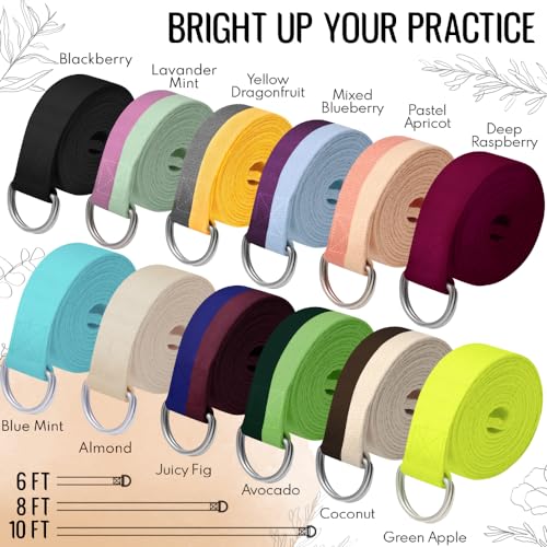 TECEUM 2 IN 1 Yoga & Mat Strap for Stretching – Cotton – 6/8/10 ft - color: Brown Beige, size: 6 ft