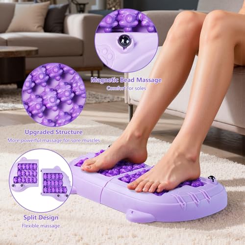 Foot Roller Massager for Plantar Fasciitis Pain Relief, Large Size Under Desk Feet Massage, Manual Acupressure Tool, Eases Pain & Cold Feet, Boosts Circulation, Split Portable & Washable，Purple