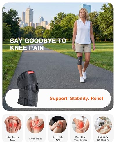 Meniscus Knee Brace for Women and Men, Knee Support with Side Stabilizers-M - size: Medium
