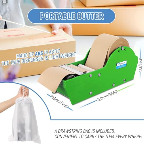Water-Activated Tape Dispenser, Manual Kraft Gum Tape Dispenser, Green - color: Green