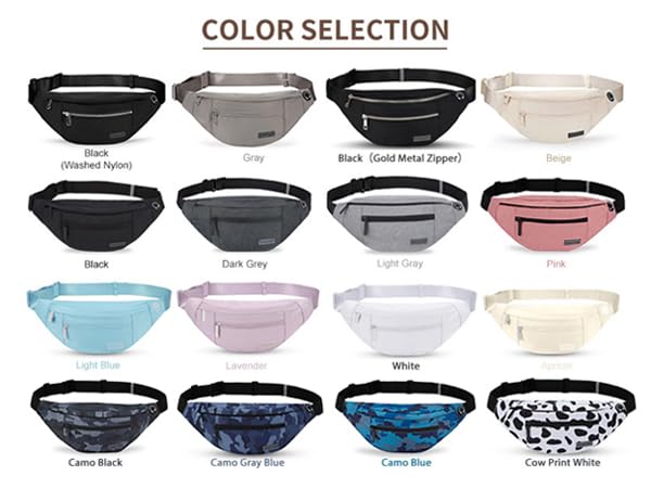MAXTOP Large Fanny Pack for Women Men Crossbody Bag with 4-Zipper Pockets - color: Black, size: Large