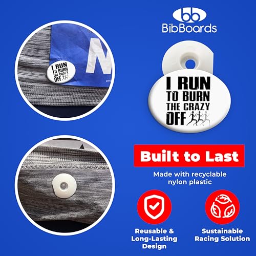 BibBoards bibSNAPS Race Bib Clips, I Run to Burn, 4 Pack - color: I Run To Burn