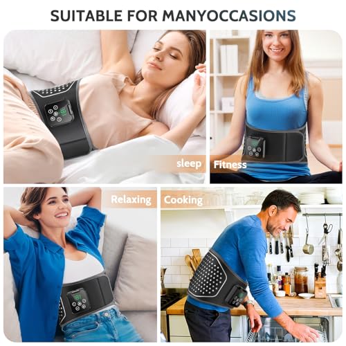 Lower Back Massager with Heat, Cordless Back Heating Pad with 4 Heat Levels 3 Vibration Modes & Air Compression Pain Relief Gifts for Women, Men, Mom & Dad