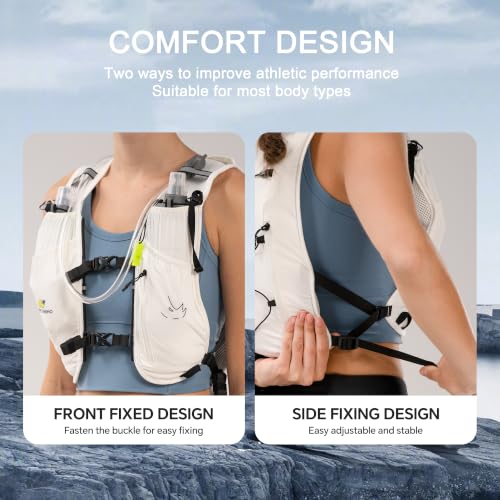 N NEVO RHINO 5.5L Running Vest, Hydration Vest with 1.5L Water Bladder - color: white