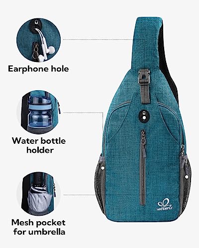 WATERFLY Crossbody Sling Backpack Sling Bag Travel Hiking Daypack - color: Peacock Blue(other Style)