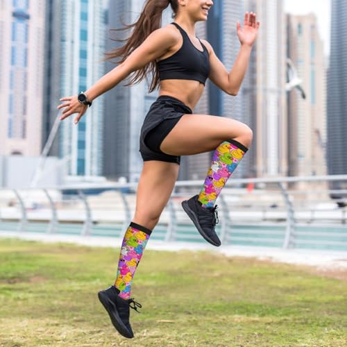 Compression Socks Circulation 15-20 Mmhg Knee High - color: Colorful Duck