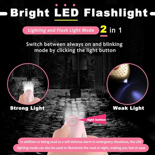 Hion Personal Safety Alarm for Women, Rechargeable 130dB Self Defense Alarm Keychain with LED Flashlight, Emergency Safe Sound Security for Children Elderly College Girls Men, Black - color: Black