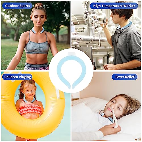 2PCS PCM Neck Cooling Tube with Insulated Bag, Reusable Ice Ring Neck Cooler Wrap, Wearable Neck & Shoulder Cooling Ring for Hot Weather Outdoor Work, TPU Freezable Collar (Blue+Black) - color: Blue+black