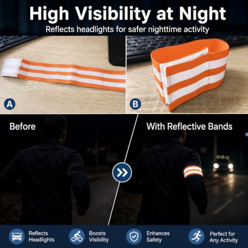 2 PCS Ultra-Reflective Arm Bands Leg Straps for Cycling Adjustable Elastic Safety Wristband for Running Jogging Motorcycle Night Visibility Gear Unisex Black - color: Green