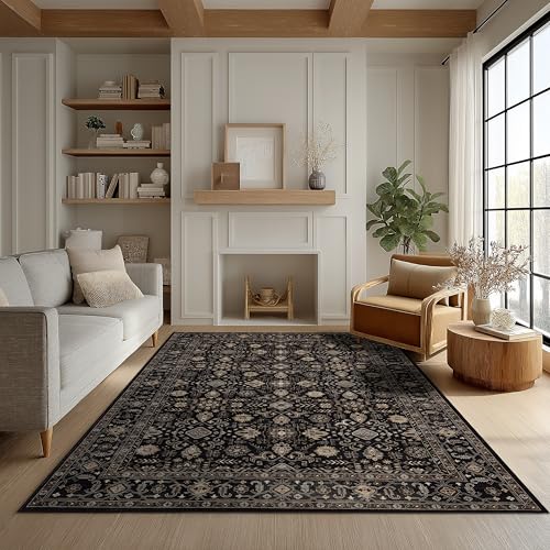 Ruaruarug Washable Area Rug 6×9 for Living Room, Ultra Soft, Black Gold - color: Black Gold, size: 6' x 9' (Rectangular)