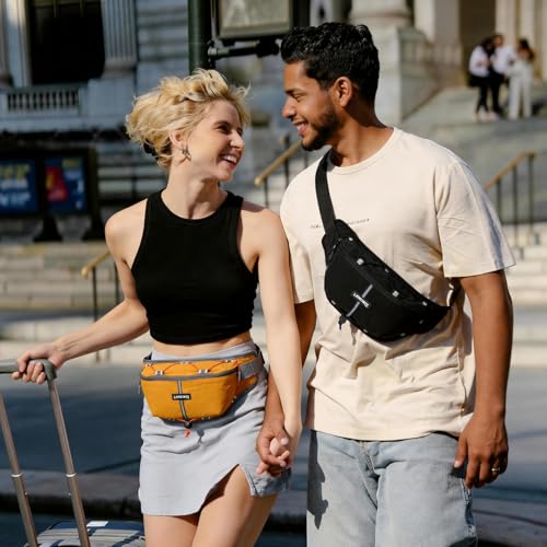 2L Fanny Pack for Women Men, Anti‑theft Waist Bag with RFID Blocking - color: Ginger