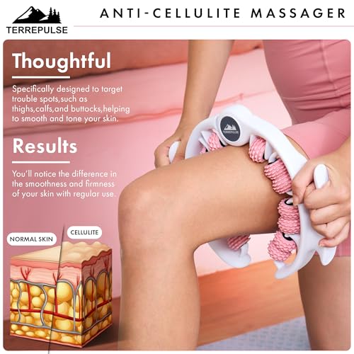 Anti Cellulite Roller & Lymphatic Drainage Massager | Deep Tissue Fascia Blaster & Muscle Roller | Tool for Sore Arms, Legs, Shoulders, Stomach & Buttocks (Pink) - color: Pink